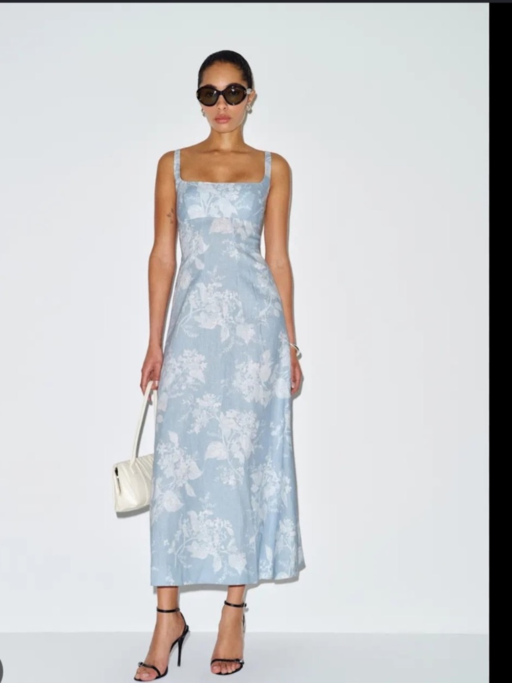 Reformation Sabine Linen Dress Angelic Blue Floral Size 4 NWT